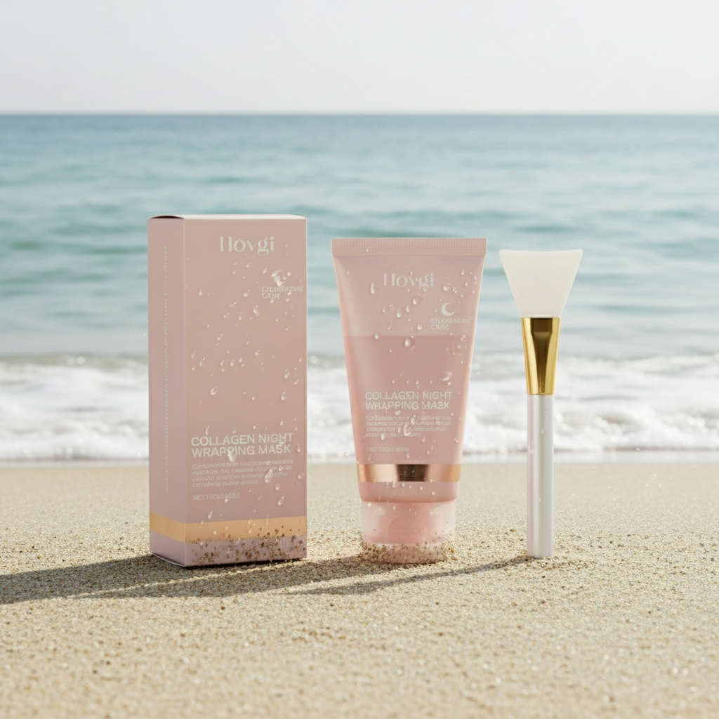 Application masque enveloppant au collagène avec pinceau